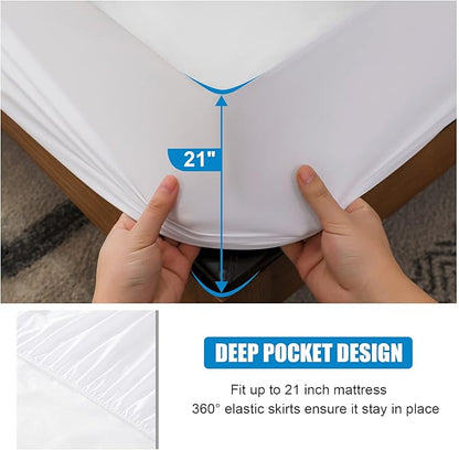 2 Pack Mattress Protector Twin XL Size 100% Waterproof Fitted Mattress Cover, Breathable Noiseless & Machine Washable Bed Cover Deep Pocket from 5" to 21", Bed Protector for Kids Adults