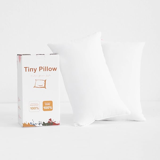 BEDSUM 2 Pack Tiny Pillows, 11"x7" Microfiber Mini Pillow for Travel, Pets, Soft and Machine Washable Small Pillows for Neck, Wrist, and Knee Comfort, White