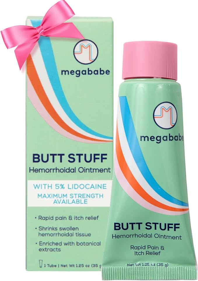 Megababe Hemorrhoidal Ointment | with 5% Lidocaine | Rapid Pain & Itch Relief | Shrinks Swollen Hemorrhoidal Tissue | 1.25 oz