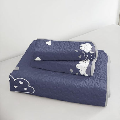QOOMO Cloud Quilt Set King Size,Blue Cloud Bedspread Coverlet Set,Sky 3Pcs Bedding Set Printed Quilt with 2 Pillowcases,Soft and Lightweight,for All Seasons