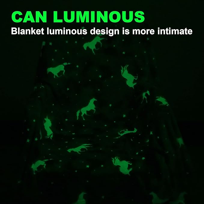 SALIMAH Glow in The Dark Blanket Unicorns Gifts for Girls, Toys for Girls Age 2 3 4 5 6 7 8 9 10 Year Old, Soft Kids Blankets Gifts for Grandkids Teens for Christmas Birthday, 50"x60"
