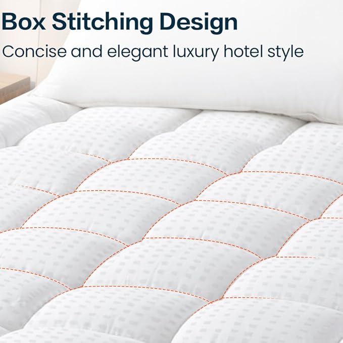 EASELAND Mattress Pad Twin XL Pillow Top Mattress Cover Quilted Fitted Protector Single Cotton Top 8-21" Deep Pocket Mattress Topper(39x80 Inches)