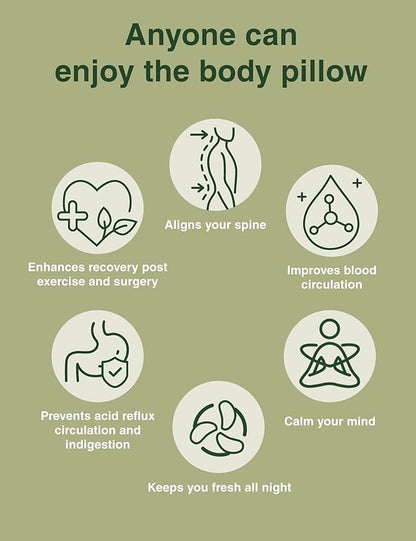 ZonLi Memory Foam Body Pillow for Adults Set, with Removable 20x54 Long Bed Pillow Bamboo Pillowcase, Firm Adjustable Body Pillow for Side Sleepers, Men & Dorm Rooms (Navy Blue)
