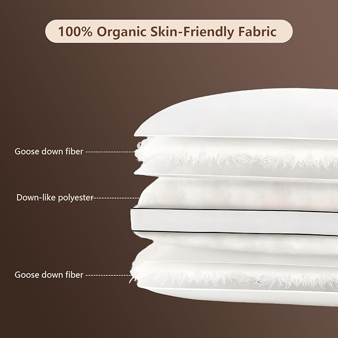 Feather Down Pillows King Size Set of 2 Pack,Luxury Hotel Collection Bed Pillows for Sleeping, Fluffy Soft Medium Firm Down Surround Gusseted Pillows for Side Back Stomach Sleepers 20 x 36 in