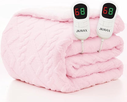 Heated Electric Blanket King Size-100"x90" Heating Blanket with 10 Heating Levels & 5 Time Settings Over-Heat Protection，Winter Warmer for Adults with ETL Certification（Pink）