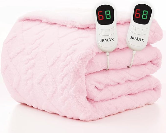 Heated Electric Blanket King Size-100"x90" Heating Blanket with 10 Heating Levels & 5 Time Settings Over-Heat Protection，Winter Warmer for Adults with ETL Certification（Pink）