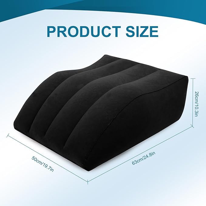 Inflatable Leg Elevation Pillow, Wedge Pillow for Sleeping, Portable Wedge Pillow, Improve Circulataion and Reduce Swelling, for Sleeping, Recovery, Pregnant (Black)