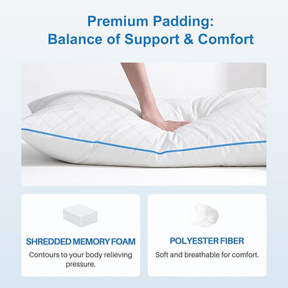 YZ HOME Long Body Pillow for Adults - Firm Body Pillow Insert with Shredded White Memory Foam, Adjustable Height, Soft Support for Side Sleeping, Pregnant Women, Washable (White, 20x54 Inch)