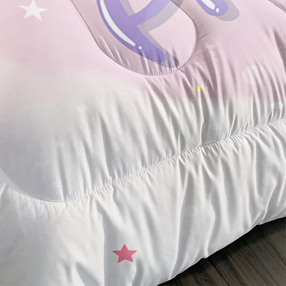 Kid Unicorn Comforter Set Full Size Space Rocket Rainbow Star Dot Pattern Quilt Bedding Set for Boys Girls with 1 Comforter and 2 Pillowcases