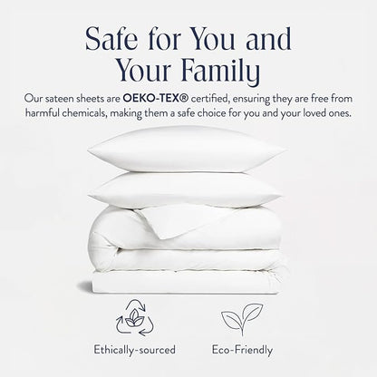 Brooklinen Luxury Sateen Duvet Cover Set - King/California King Size in White - Includes 1 Duvet Cover and 2 Pillowcases - 100% Cotton, 480 Thread Count