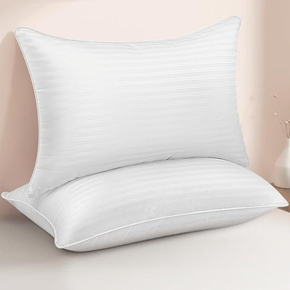King Size Bed Pillows Set of 2 - Breathable Premium Down Alternative Pillows for Side, Back, and Stomach Sleepers Hotel Quality Fluffy Soft Microfiber Fill Skin-Friendly