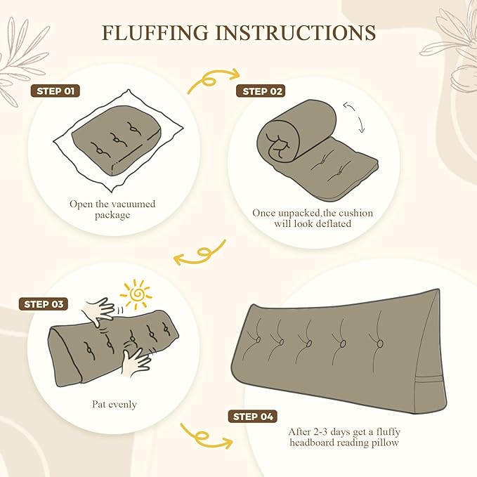 Headboard Pillow King, Large Triangular Wedge Headboard Pillow for Reading and Resting, Backrest Positioning Support Pillow with Removable Cover (Khaki)