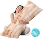 ZonLi Fluffy Faux Rabbit Fur Light Tan Body Pillow, Side Sleep Body Pillow with Washable Cover, Adjustable Memory Foam Fill，20x54 Long Pillow for Adults Girls & Kids