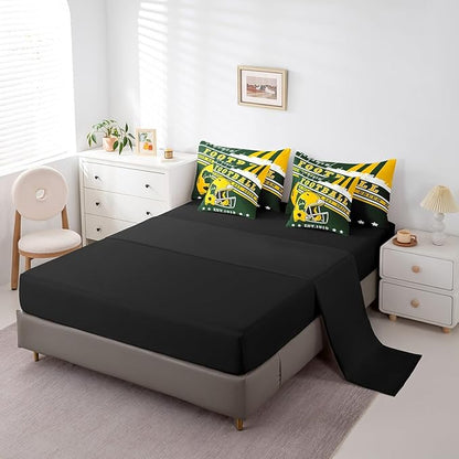 Erosebridal Football Seasonal Full Bedding Sets for Boys Girls Adults Football Illustration Comforter + Flat Sheet + Fitted Sheet + 2 Pillowcases + 2 Throw Pillow Covers
