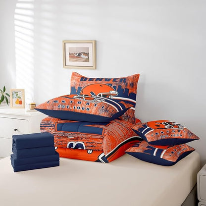 Erosebridal Football Bedding Set King Size Boys Girls Bed in A Bag,Gridiron Gifts for Sports Fans Women Men Seasonal Color City Comforter Sets with Sheets Rugby Sports Bed Set