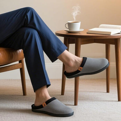 Memory Foam Mens Slippers Slip-On Comfy House Slippers for Men Indoor Outdoor Non-Slip Warm Winter Men’s Bedroom Slippers Size