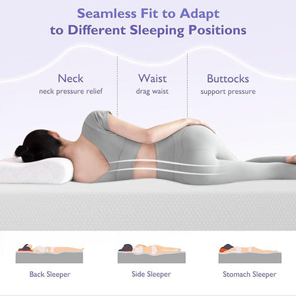 FDW | 12 Inch Twin XL Mattress | Medium Firm | Gel Memory Foam Mattress | White | Bed in a Box, CertiPUR-US Certified | Pressure Relief, Cooling Ventilated Foam | Washable Removable Cover