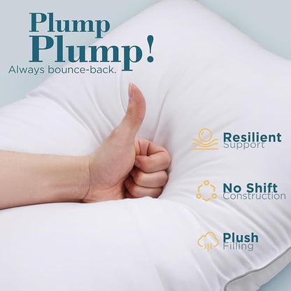 viewstar Bed Pillows King Size Set of 2, Hotel Quality, Down Alternative Big Pillow for Back, Stomach or Side Sleepers, Firm