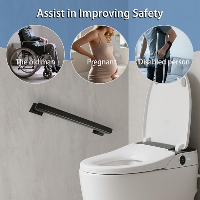 Handicap Grab Bars, Octagon 2 Pack 18 Inch Shower Grab Bar for Seniors, 304 Stainless Steel ADA Grab Bars for Bathtubs and Showers, Toilet, Safety Shower Handles for Elderly, Disabled (Matte Black)