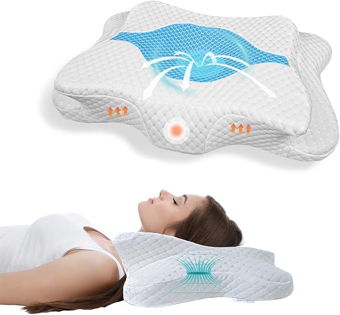 Memory Foam Pillow, Cervical Pillow for Neck and Shoulder Pain Relief, Ergonomic Contour Bed Pillow, Soft for Side Sleep Stomach Sleeping and Back Sleeper