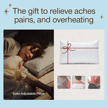 Coop Home Goods Eden Bed Pillow Queen Size for Sleeping on Back, Stomach and Side Sleeper- Medium Soft Memory Foam Cooling Gel - CertiPUR-US/GREENGUARD Gold