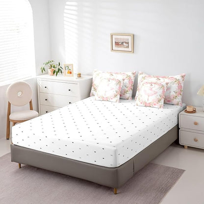 Feelyou Ballet 7 Piece Bedding Set - Full Size Cute Ballet Girls Comforter Set with Sheets for Kids, Teens, Toddler Dancing Girl Bed in a Bag - Pink Rose Bed Set