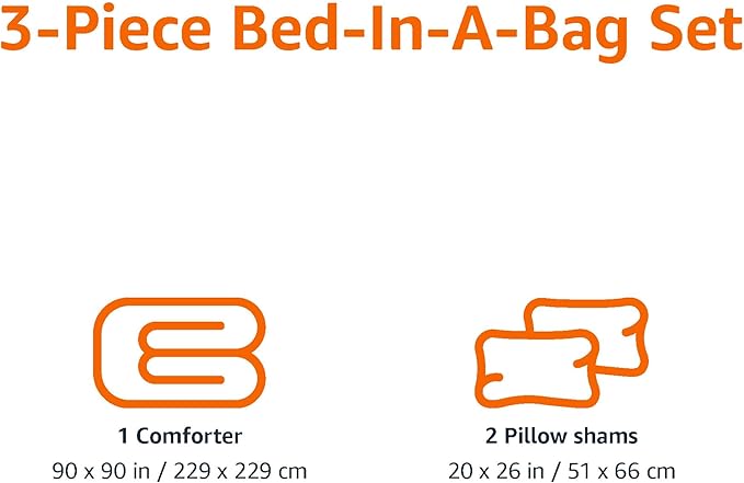 Amazon Basics 3 Piece Microfiber Kid's Comforter and Pillow Sham Set, Full/Queen, Red, Solid