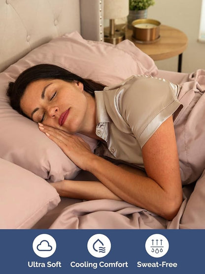 Extra Deep Twin XL Sheet Set - 4 Piece Breathable & Cooling Sheets - Hotel Luxury Bed Sheets Set - Easy & Secure Fit - Soft, Wrinkle Free & Comfy Sheets Set - Mauve Sheet Set with Extra Deep Pockets