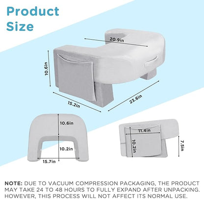 Soft Reading Pillow, Armrest Lap Desk Pillow for Adult, Premium Foam Bed Rest Pillow for Reading, Working, Playing Game or Sitting in Bed Floor Sofa(Grey)
