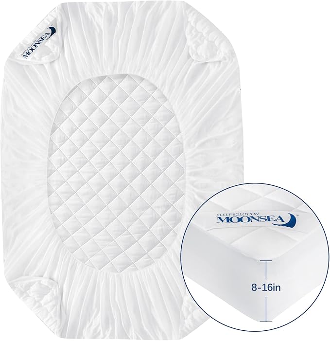 Twin Mattress Pad Protector Waterproof, Absorbent Mattress Pad Twin Cover Quilted Fitted Mattress Protector, Mattress Cover Down Alternative Filling, Deep Pocket Stretches up to 16 Inch White
