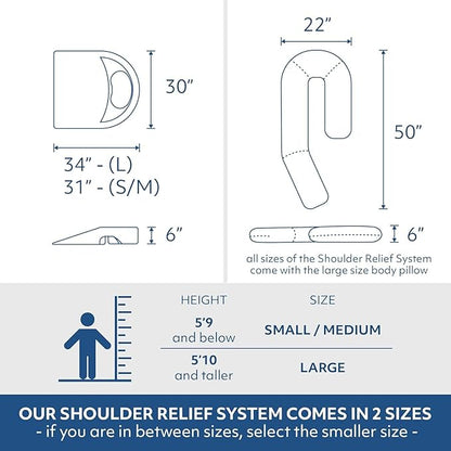 MedCline Shoulder Relief System with Extra Cases, Bed Wedge Pillow for Shoulder Pain Relief and Therapeutic Body Pillow, Inclined Sleep Position with Arm Pocket, Small/Medium for 5'9" and Under