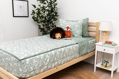 Beddy's Fantasy Woodland Girls Durable Zipper Bedding for Kids, Bed in a Bag, Green Sheets & Comforter with Animal & Woods Design, Includes Pillowcase & Pillow Sham Easy to Make & Wash
