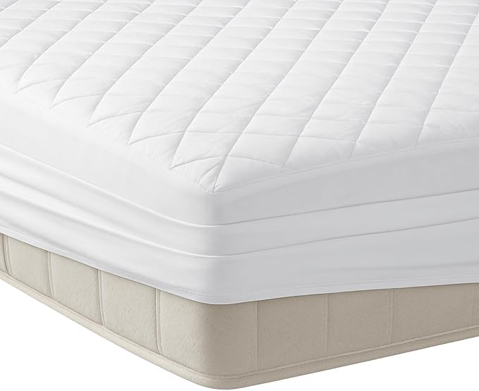 YATAS BEDDING Perle Quilted Fitted Mattress Protector, Machine Washable and Easy Care, Superior Protection and Comfort,100% Cotton Breathable top, (California King) - 71"x85" - 14" Deep Pocket