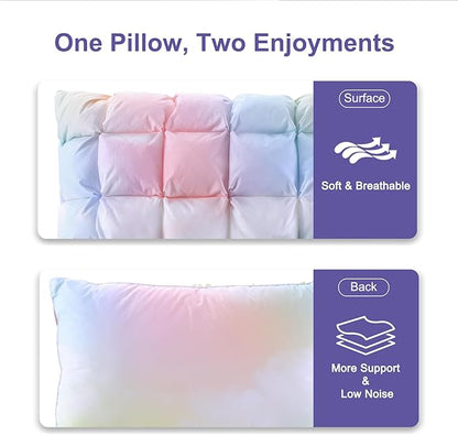 YOUR MOON Soft Pillows for Sleeping, Support Bed Pillows, Fluffy Down Alternative Pillow, Luxury Hotel Gel Pillows for Side Sleeping Queen Size (Rainbow)