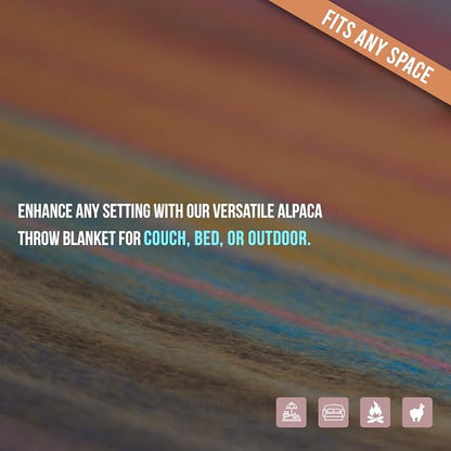 ALPAKITAS Alpaca Wool Blanket Throw | Large, Beautiful, Warm, Stripes | 64 x 45 inches | Ultra-Soft, Hypoallergenic and Breathable | Non-Itchy or Scratchy (Orange)