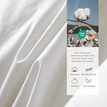 Royoliving Premium Feathers Down Comforter 100% Cotton Cover Duvet Insert with Corner Tabs (White, California King Winter)
