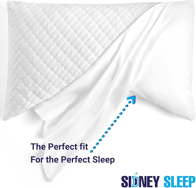 Sidney Sleep Curved Pillow Covers - Full Length Zipper Closure - Premium Soft Brushed Microfiber - 20 x 37 Inches - Fits Curved Side Sleeper Pillows (King, White)