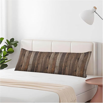 Retro Wood Decorative Home Pillow Covers, Old Wooden Brown Long Body Pillow Cover Sleeper Pillow Cushion Cover Bedding Body Pillowcase for Man Woman Sofa Patio Shop 20x54 Inches