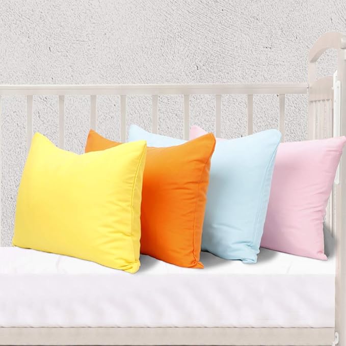 NTBAY 2 Pack Pillows with Microfiber Pillowcases, Soft Cotton Down Alternative 13x18 Zippered Pillows for Sleeping in Crib - Machine Washable - Breathable Travel Pillows, Navy Blue