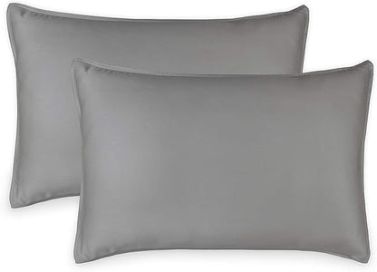 King Pillowcases by Pure Bamboo, Genuine 100% Organic Viscose Derived from Bamboo, Luxuriously Soft & Cooling, Double Stitching, Envelope Closure (2 King Pillowcases, Stone Grey)