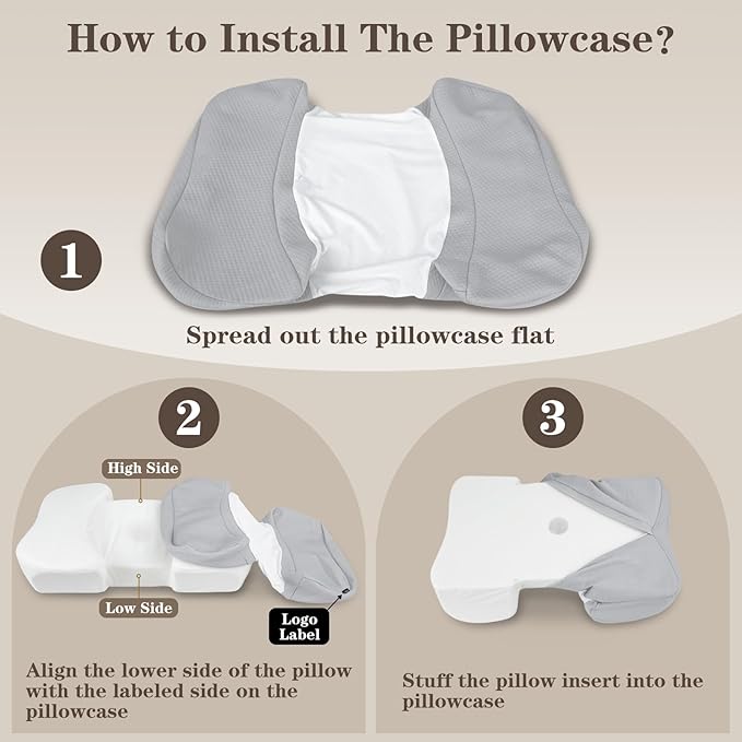 HOMCA Back Sleeper Pillow, Memory Foam Back Sleeping Cervical Neck Pillow Reduces Pressure on Skin, Beauty Pillow Wrinkle Prevention, Ergonomic Design for Neck and Shoulder Pain Relief