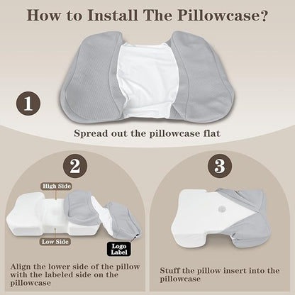 HOMCA Back Sleeper Pillow, Memory Foam Back Sleeping Cervical Neck Pillow Reduces Pressure on Skin, Beauty Pillow Wrinkle Prevention, Ergonomic Design for Neck and Shoulder Pain Relief