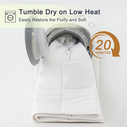 YOUR MOON Luxurious All Season Wool Comforter King Size 100% Natural Australian Wool Duvet, Hypoallergenic Premium Filled Comforter, Noiseless Jacquard Rayon Derived from Bamboo Shell(White)