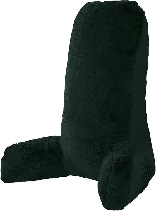 Home Soft Things Fox Faux Fur Bedrest Reading Pillow with DIY Filling, Need Assembly, Backrest Armrest Pillow Chair Back Support for Sitting up in Bed, Pirate Black, 28" x 30" x 17"
