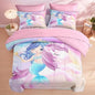 Full Size Comforter Set with 2 Pillowcases & 2 Shams, Cute Unicorn Mermaid 7 Pcs Bedding for Kids and Teens, Love Kids Rainbow Bed in a Bag with Flat Fitted Sheet