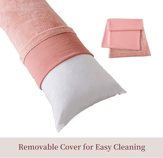 WhatsBedding Memory Foam Body Pillow with Plush Fuzzy Cover, Full Body Pillow for Adults, Long Pillow for Sleeping, Soft Pillow Fluffy Supportive