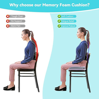 Seat Cushions for Office Chairs Wheelchair Cushion for Long Sitting Back Pain，Memory Foam Seat Car Computer Desk Chair Cushion，Coccyx Cushion for Tailbone Pain Relief Office Chair Butt Pillow Purple