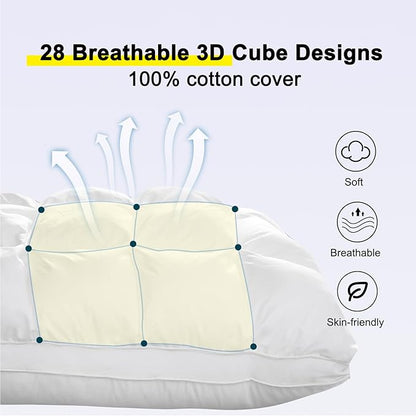 YOUR MOON Soft Pillows King Size for Sleeping, Support Bed Pillows, Fluffy Down Alternative Pillow, Luxury Hotel Gel King Pillows for Side Sleeping (White)