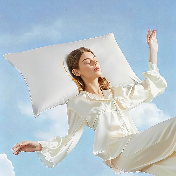 Shatex Soft Bed Pillows Available for All Season, Pillows for Sleeping Queen Size Relieve Cervical Fatigue Ergonomic Pillow Ultra Cozy and Breathable, 1 Pack, White