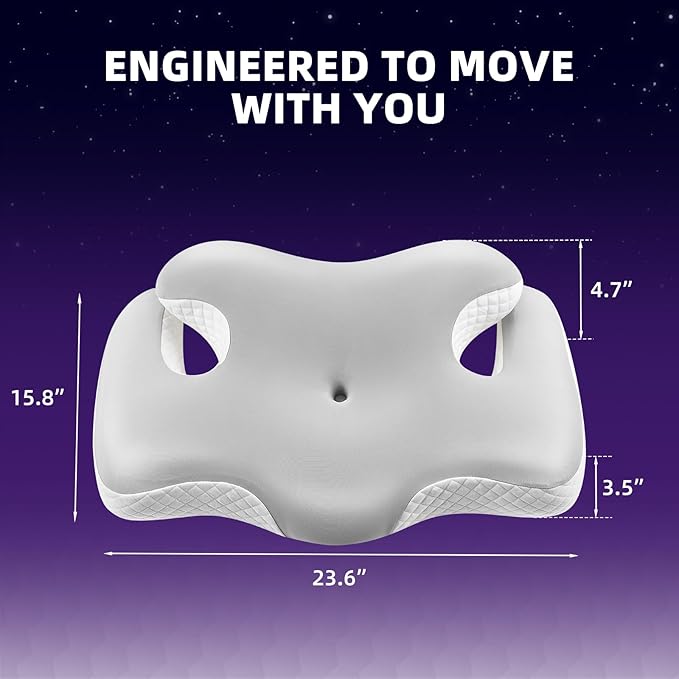 Cervical Neck Pillow，Ergonomic Memory Foam Pillows for Neck and Shoulder Pain Relief,Adjustable Contour Neck Support Bed Pillow for Side Back Stomach Sleepers-Women Men Gift(Ash Grey)